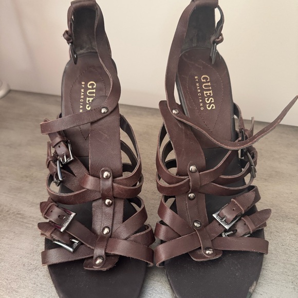 Brown leather heels/sandals Size 8 EUC - Picture 5 of 8